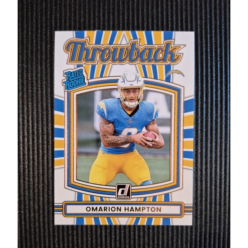 2025 Donruss Throwback Omarion Hampton #14 Los Angeles Chargers‎ (RC)